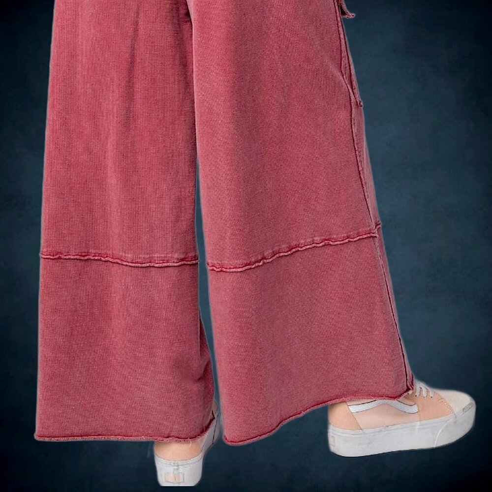 EASEL “Feeling Good Cargos” Mineral Washed Flared Leg, Raw Seams & Hems, Pockets - Picture 8 of 16